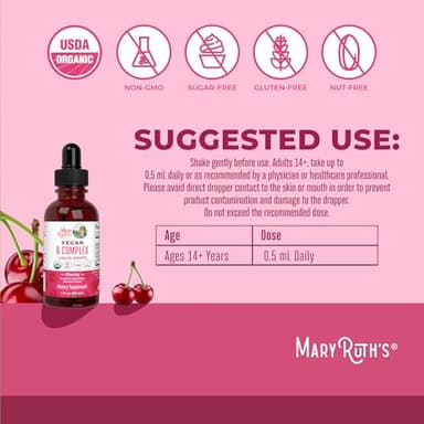 MaryRuth Organics Vitamin B Complex | B Vitamins Complex | Biotin | Vitamin B12 | Niacin | Folate | Metabolic Support Supplement | Vegan | USDA Organic | Non-GMO | Gluten Free | 2 Month Supply - Image 3