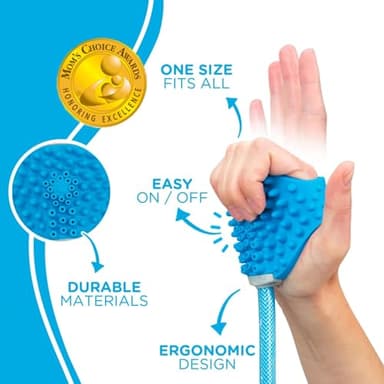 Aquapaw Dog Bath Brush & Sprayer - Original, Blue - Wearable Scrubber & Shampoo Brush for Pet Bath & Grooming - Compatible with Indoor Shower Hose & Garden Hose, Adapters Included - Image 2