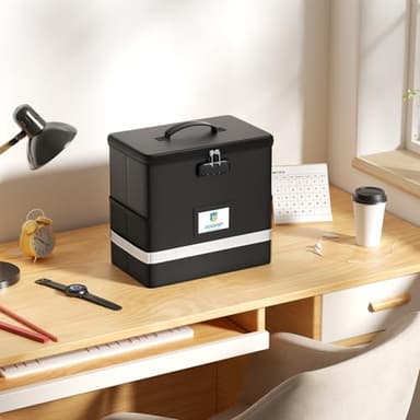 ZOOPIP Fireproof File Box with Lock, Document Box Storage Organizer, Suitable for Hanging File Folders in Letter Size, Collapsible File Box, Reflective Strip for Fast Find (12.2"*6"*10.2, Black) - Image 5