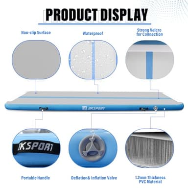 AKSPORT Inflatable Gymnatsics Mat Tumble Track 10ft 13ft 16ft 20ft 23ft Air Tumbling Mat with Air Pump for Home Use/Training/Cheerleading/Yoga - Image 4