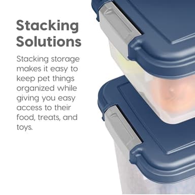 IRIS USA Dog Food Storage Container, 30 lbs & 11 lbs Combo, Cat Food Storage Container, Dog Treat Container, Airtight, Stackable, 2-Cup Scoop, Wheels, Easy Mobility, Navy - Image 6