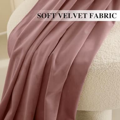 RYB HOME Mauve Velvet Curtains 2 Panels Set, Privacy Room Darkening Curtains & Drapes Thermal Insulated Window Treatmernt Luxury Holiday Decoration for Living Room Party Backdrops, W52 x L96 inches - Image 4