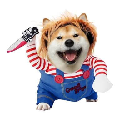 Chucky Dog Costume with Knife - Halloween & Christmas Cosplay for Small, Medium & Large Dogs (Medium) - Image 1