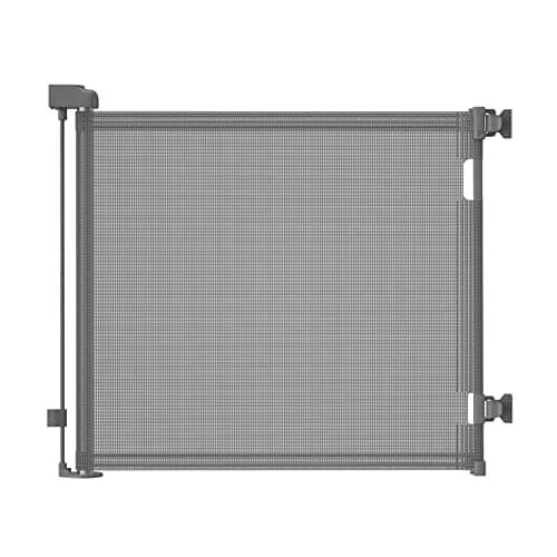 Retractable Baby Gate,Mesh Baby Gate or Mesh Dog Gate,33" Tall,Extends up to 71" Wide,Child Safety Gate for Doorways,Stairs,Hallways,Indoor/Outdoor(Grey,33"x71") - Image 1