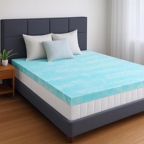 3 Inch Mattress Topper Full, Gel Memory Foam Infused Bed Toppers, Ventilated Soft Mattress Pads for Pressure Relief, CertiPUR-US Certified, Blue - Image 1
