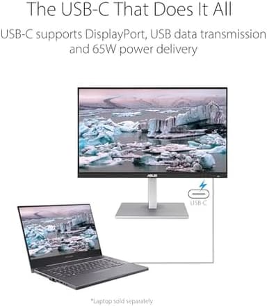 ASUS ProArt Display 27" Monitor PA278CV - WQHD (2560 x 1440), IPS, 100% sRGB, 100% Rec. 709, ΔE < 2, Calman Verified, USB Hub, USB-C, DisplayPort Daisy-chaining, HDMI, Eye Care, Height Adjustable - Image 7