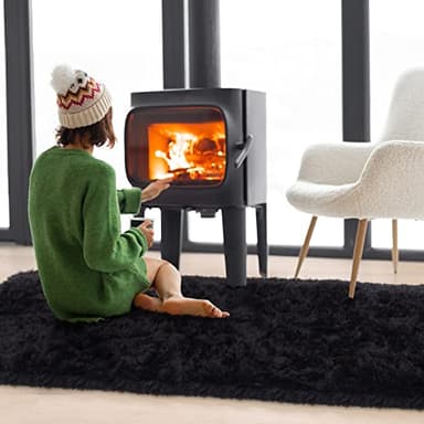 Merelax Soft Fluffy Rugs for Bedroom Living Room, 2x6 Hallway Runner Rugs, Furry Shag Bedside Area Rug Indoor Accent Floor Carpet, Plush Fuzzy Rug for Dorm Nursery Kids Room Decor, Black - Image 3