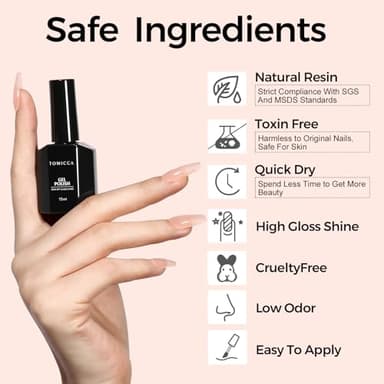 TOMICCA Nude Gel Nail Polish, 15ml Jelly Gel Polish, Translucent Quick Dry, Soak Off UV Neutral Light Gel Polish Colors Long Lasting Nail Art Manicure - Image 5