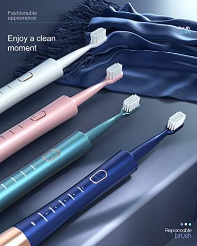 AJELU IPX7 Waterproof Sonicare Electric Toothbrush, 2-Hour Fast Charge with Intelligent Time Reminder, 5 Modes, 8 Brush Heads, Travel, Indoor, Outdoor, Blue - Image 6