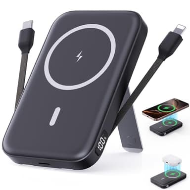 VTIAEK 2025 Latest Portable Charger, 16800mAh Magnetic Wireless Power Bank with 2 Built in Cables, LED Display Battery Pack Travel Essentials for iPhone 16/15/14/13/12/Pro/Mini/Pro Max Andriod - Image 1