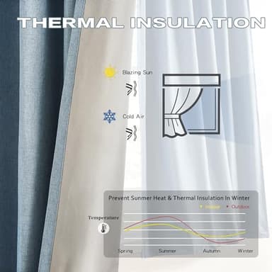 DUALIFE Blue Pinch Pleated Blackout Curtains 108 Inch Long 2 Panels Set Pinch Pleat Drapes for Living Room Bedroom Thermal Insulated Full Blackout Draperies with Hooks 40" Wx108 L - Image 3