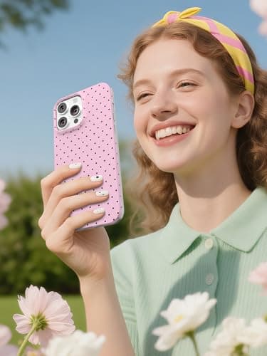 Minyii Compatible with iPhone 14 Pro Max Case, with Polka Dot Aesthetics Design Simple Case for Women Girl, Cute Fashion Soft TPU Slim Protection Phone Case for iPhone 14 Pro Max 6.7'' - Pink - Image 7