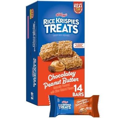 Rice Krispies Treats Crispy Rice Squares, Snack Bars, Chocolatey Peanut Butter, 10.8oz Box (14 Count) - Image 1