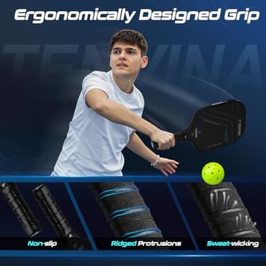 NHYHN TENVINA Pickleball Paddle, Multi-Layer T700SC Friction Carbon Fiber Pickleball Paddle, 16MM Thicknesses, Strong Power and Spin Surface of USAPA Approved Pickle Ball Paddle - Image 6