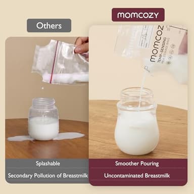 Momcozy Easy Pour Breastmilk Storage Bag, 8Oz, Temp-Sensing Color Change, 120 Count Milk Bag with Self Standing for Breastfeeding, No Leak Presterilized for Freezer, Recyclable & BPA Free - Image 3
