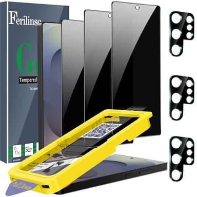 Ferilinso [Auto Dust Install] 3 Pack Privacy Screen Protector for Samsung Galaxy S25 Ultra [Phone Case fit], 3 Tempered Glass Camera Lens Accessories for Samsung S25 Ultra - Image 1