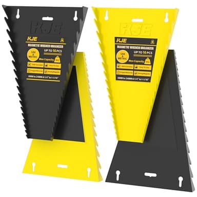 KJE 4Pack Magnetic Wrench Organizer, 64-Slot Wrench Rack Tool Trays, Magnetic Wrench Set Holder SAE(1/4" - 1-1/16") and Metric(6MM-24MM) - Image 1