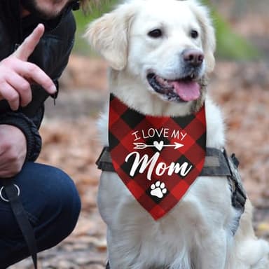 I Love My Mom Dog Bandanas Funny Cute Dog Bandana Gender Reveal Photo Prop Pet Scarf Decorations Accessories for Pet Dog Lovers Dog Mom Gift - Image 6