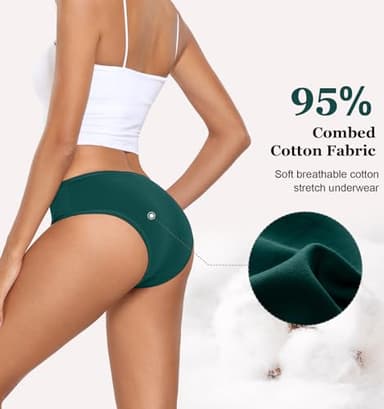 coskefy Womens Panties Soft Breathable Cotton Briefs Underwear Comfortable Low Rise Hipster Underpants 6 Pack - Image 3