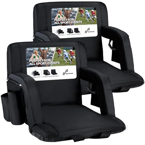 Sportneer Stadium Seats with Back Support: 2.5'' Thick Comfy Cushion 6 Adjustable Angle Bleacher Seat with Armrest - 2 Large Pockets, 2 Cup Holders Stadium Chair for Sport Events Concerts Parks - Image 1