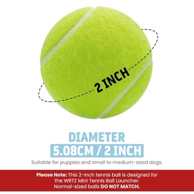 WRTZ 12 Small Tennis Balls for Dogs | 2 Inch Dog Fetch Toys for Your Smaller Pups | Non-Abrasive for Smaller Mouths | Interactive Dog Toys for Boredom & Fun | Works with Ball Launcher for Small Dogs - Image 5