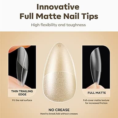 Modelones Medium Almond Nail Tips, 510Pcs Fake Nails Gel Tips Pre-shaped Full Matte Cover False Acrylic Extensions No Filed Stronger Press on Manicure 15 Sizes - Image 3