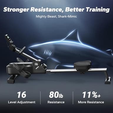 MERACH Foldable Rowing Machines for Home, Magnetic Rowing Machine with 16-Level, Compact Row Saves 20% Space, 350 LBS Load Capacity, MERACH App and 1000+ Champion Coaching Course & Games - Image 2