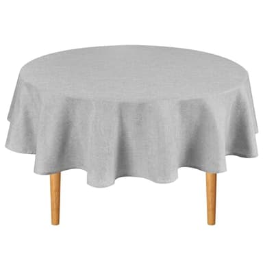 Hiasan Linen Tablecloth 40 Inch Round - Wrinkle and Stain Resistant Washable Polyester Fabric Table Cloth for Dining Room Kitchen Party, Light Grey - Image 1