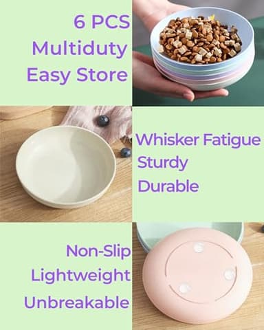 6-Pack Cat Food Bowl with Non-Slip Feet, Whisker Fatigue Cat Dishes for Food, Plastic Cats Bowls Set for Multi-Cats Homes, 5.5" Wide Shallow Relief Kitten Bowls BPA-Free, Dishwasher Safe - Image 5