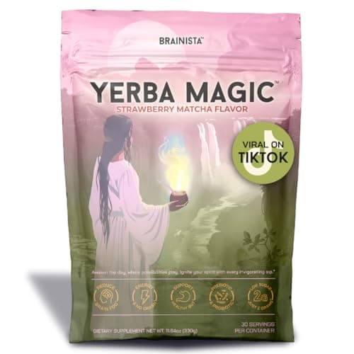 Brainista Yerba Mate Instant Tea Powder, 3-in-1 Super Drink - Clean Energy, Brain Fog Buster, and Gut Health Powered by Nootropics, Prebiotics and Probiotics | Yerba Magic Strawberry Matcha 30 Servings - Image 1
