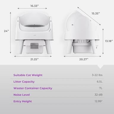 PetPivot Self-Cleaning Cat Litter Box for Multiple Cats - Automatic, Open Top, White with Liners and Mat Included - Image 6