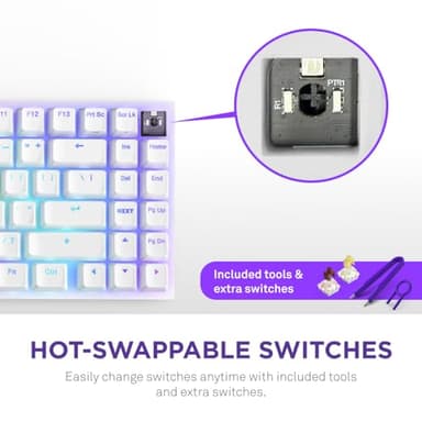 NZXT Function 2 MiniTKL Wired Tenkeyless Optical Gaming Keyboard - 8K Polling Rate - Linear Optical Switches - Adjustable Actuation - Double-Shot PBT Keycaps - RGB - Hot-Swappable - White - Image 8