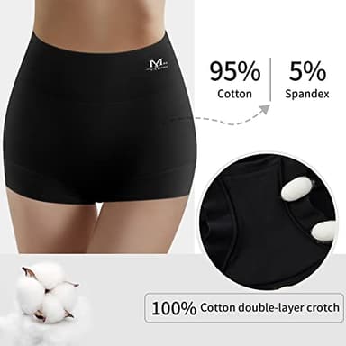 MEIYATING Boy Shorts Underwear for Women Cotton Compression Plus Size High Waisted Boxers Briefs Panties Boyshort 4 Pack - Image 5