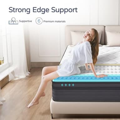 SIMARTH Queen Mattress - 14 Inch Hybrid Queen Size Mattress in a Box, Gel Memory Foam Matress with Motion Isolation and Pressure Relief, Strong Edge Support and Pocket Springs, Medium Firm - Image 5