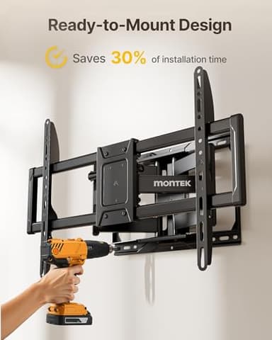 monTEK Full Motion TV Wall Mount for 37-84 Inch TVs, TV Mount Bracket with Articulating Arms, Tool-Free Tilt & Swivel, Extension, Max VESA 600x400mm, Fits 12“/16" Wood Studs, Up to 110lbs, 4X Tested - Image 9