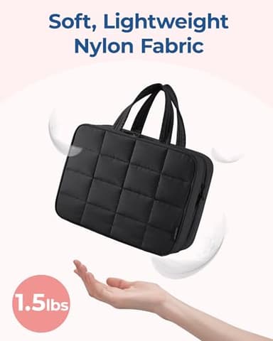 BAGSMART Travel Toiletry Bag with Jewelry Organizer, Hanging Travel Bag for Toiletries, Puffy Makeup Cosmetic Bag Organizer, Carry-on Travel Accessories Essentials, Black-L - Image 3