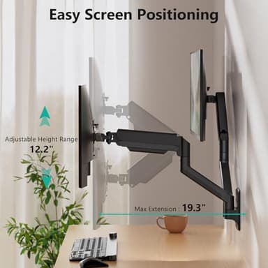 WALI Dual Monitor Wall Mount for 17 to 32 inch Screens, Monitor Wall Mounts for 2 Monitors, Holds up to 22 lbs, Fully Adjustable Gas Spring Monitor Arm,75x75/100x100 VESA Wall Mount (GSWM002), Black - Image 4