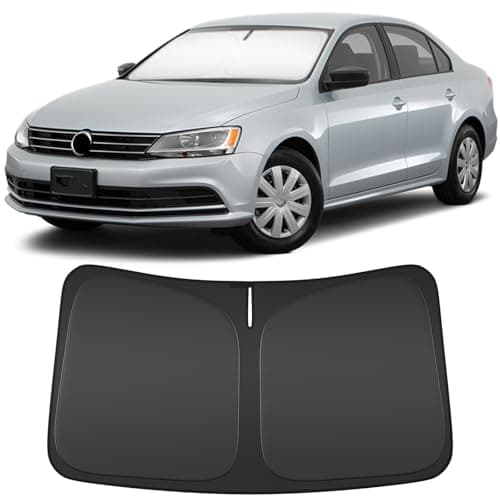 Windshield Sun Shade for 2011-2018 VW Jetta Compatible Accessories-4 Layers Custom Fit Foldable Front Window Sunshade Sun Visor Protector, Block UV Rays Keep Your Car Cooler - Image 1