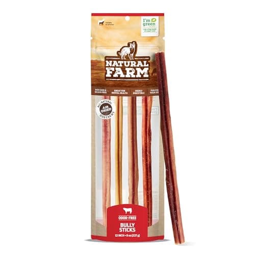 Natural Farm Odor-Free Bully Sticks (12”, 8oz) All-Natural Long-Lasting Chews, 100% Beef Pizzle, Grass-Fed, Grain-Free, Hormone-Free, Protein for Muscle Development & Energy, Perfect for Large Dogs - Image 1