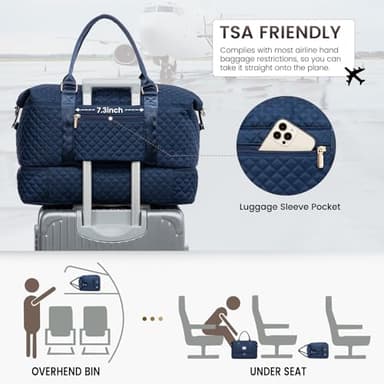 LOVEVOOK Travel Duffle Bag,Weekender Bags for Women with Shoe Compartment,Carry on Overnight Bag with Toiletry Bag,Gym Duffel Bag with Wet Pocket,Hospital Bags for Labor and Delivery - Image 4