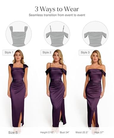 Popilush Women Shapewear Maxi Dress Off The Shoulder Bodycon Long Cocktail Formal Wedding Guest Dresses Purple - Image 2