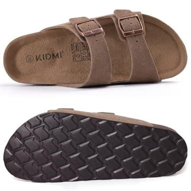 KIDMI Women's Genuine Suede Sandals Cork Footbed Summer Adjustable Slide Sandals Mocha 39 (size 8-8.5) - Image 5