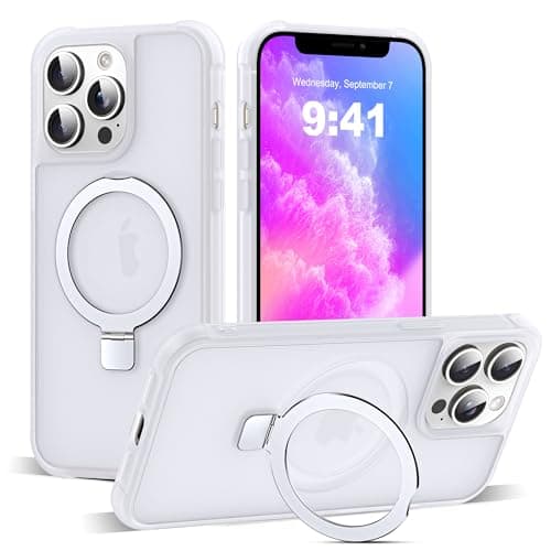 SKYLMW Compatible with iPhone 11 Pro Max Case with Invisible Magnetic O-Ring Stand Military-Grade Phone Case for iPhone 11 ProMax 6.5" [Compatible with Mag-Safe][Great Grip Feeling],Translucent - Image 1
