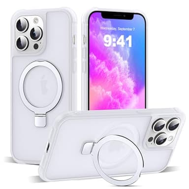 SKYLMW Compatible with iPhone 11 Pro Max Case with Invisible Magnetic O-Ring Stand Military-Grade Phone Case for iPhone 11 ProMax 6.5" [Compatible with Mag-Safe][Great Grip Feeling],Translucent - Image 1