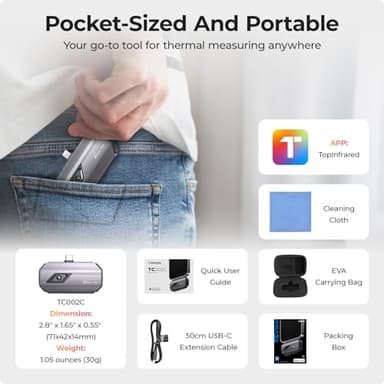 TOPDON TC002C Thermal Camera, 512 x 384 Super Resolution, 256 x 192 IR Resolution, Thermal Imager for iPhone 15/16 Series and iPads with Type-C Port, -4°F~1022°F Temp Range, Upgraded Version of TC002 - Image 8