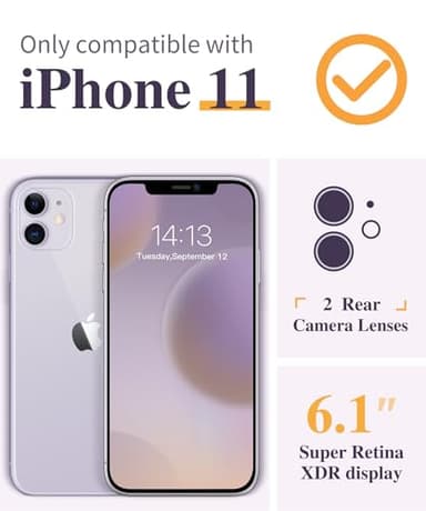 GVIEWIN for iPhone 11 Case with Screen Protector + Camera Lens Protector, [Not-Yellowing] Clear Soft TPU Shockproof Protective Cover for Women Girls Flower Pattern Phone Case 6.1"(Foliolosa/Purple) - Image 2