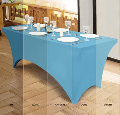 Utopia Kitchen Spandex Tablecloth 2 Pack [6FT, Blue Mist] Tight, Fitted, Washable and Wrinkle Resistant Stretch Rectangular Patio Table Cover for Event, Wedding, Banquet & Parties [72Lx30Wx30H Inch] - Image 4