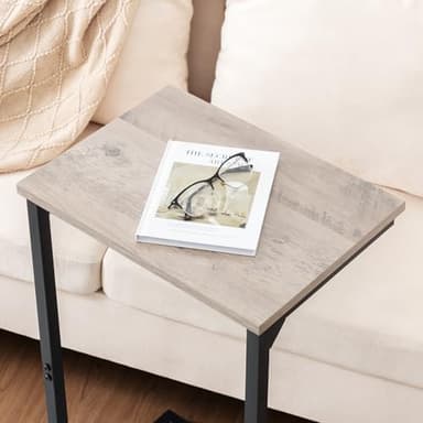 AMHANCIBLE C Shaped End Tables Set of 2, Couch Side Tables That Slide Under, TV Trays for Living Room, Bedroom, Small Space, Sofa, Grey HET02BGY - Image 3