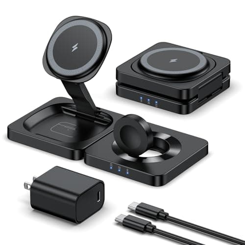 2025 Magnetic Wireless Charging Station - ADADPU 3 in 1 Foldable Mag-Safe Charger Stand for Multiple Apple Devices, Travel Charging Pad for iPhone 17 16 15 14 13 12 Pro Max Plus Apple Watch AirPods - Image 1