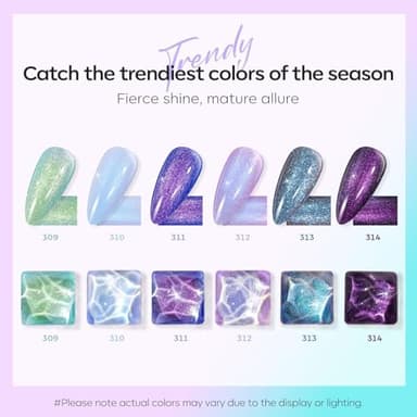 modelones Chameleon Nail Polish Set 6 Colors, Green Glitter Pink Blue Purple Holographic Quick Dry Mini Nail Lacquer Kit Gray Aurora Shimmer DIY Nail Art Manicure Gift For Women Girls - Image 5